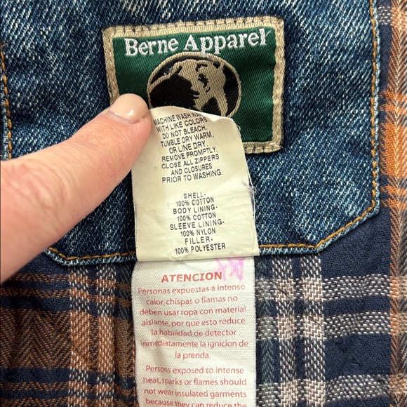 VTG Berne Men's 2XL Blue Denim Jean Bomber Hooded
Flannel Lined Jacket Coat - Picture 4 of 10